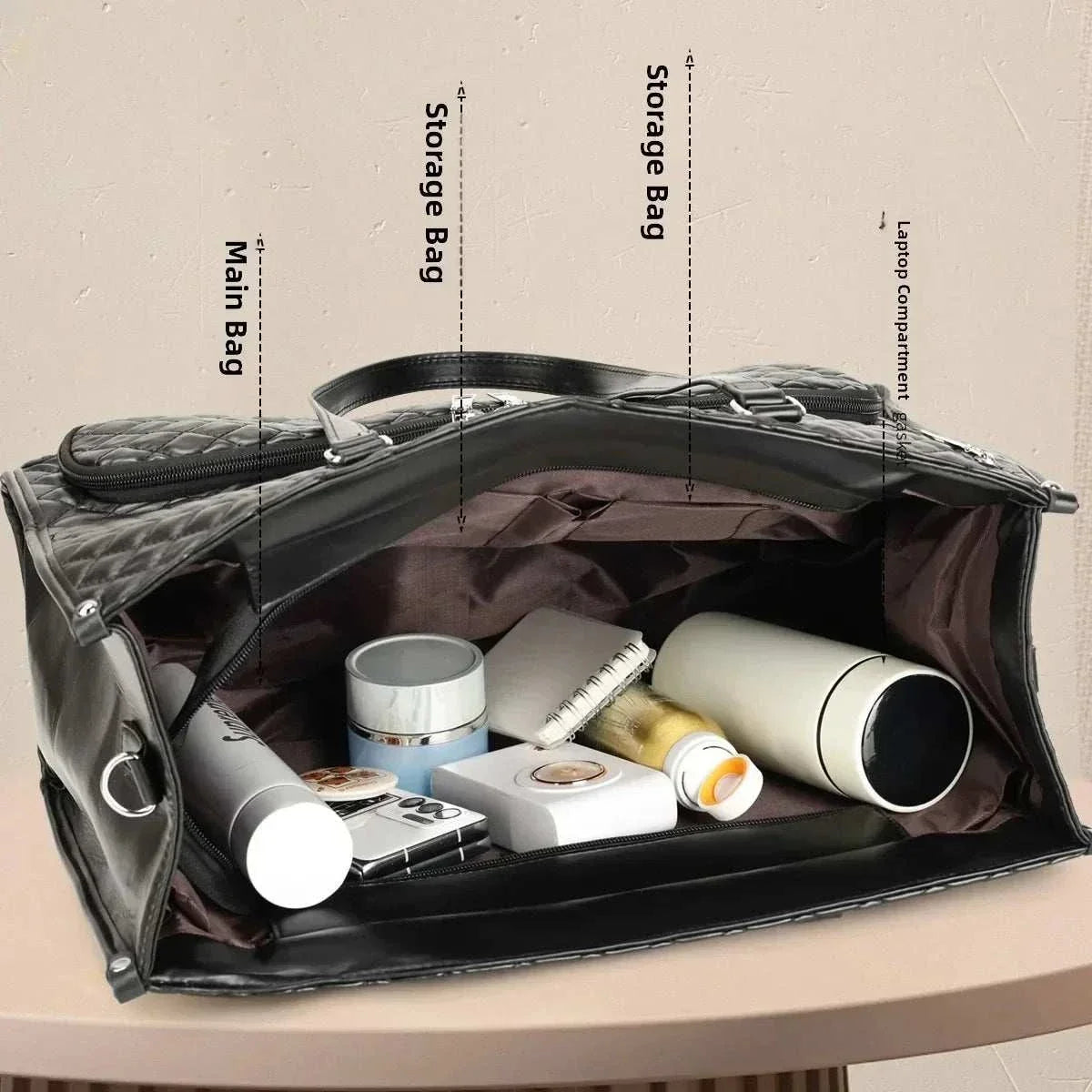 LunchNest™ insulated laptop tote bag with lunch compartment and shoulder strap