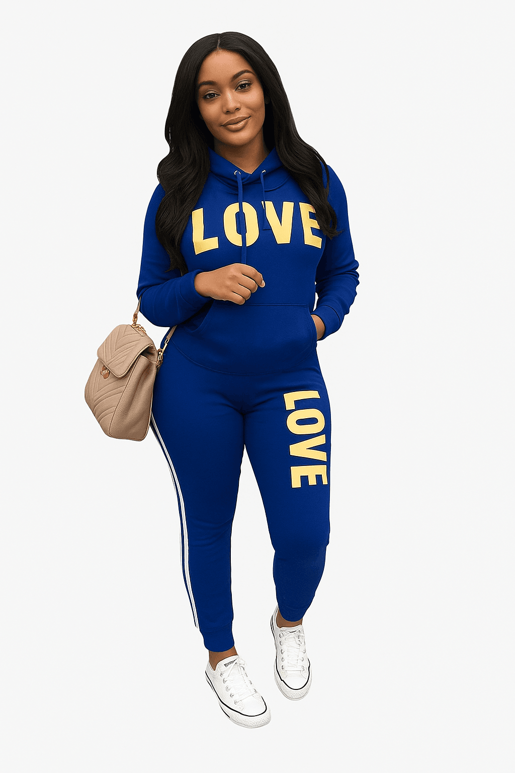 Hoodie Set Love Print Cozy Tracksuit - Where2Save
