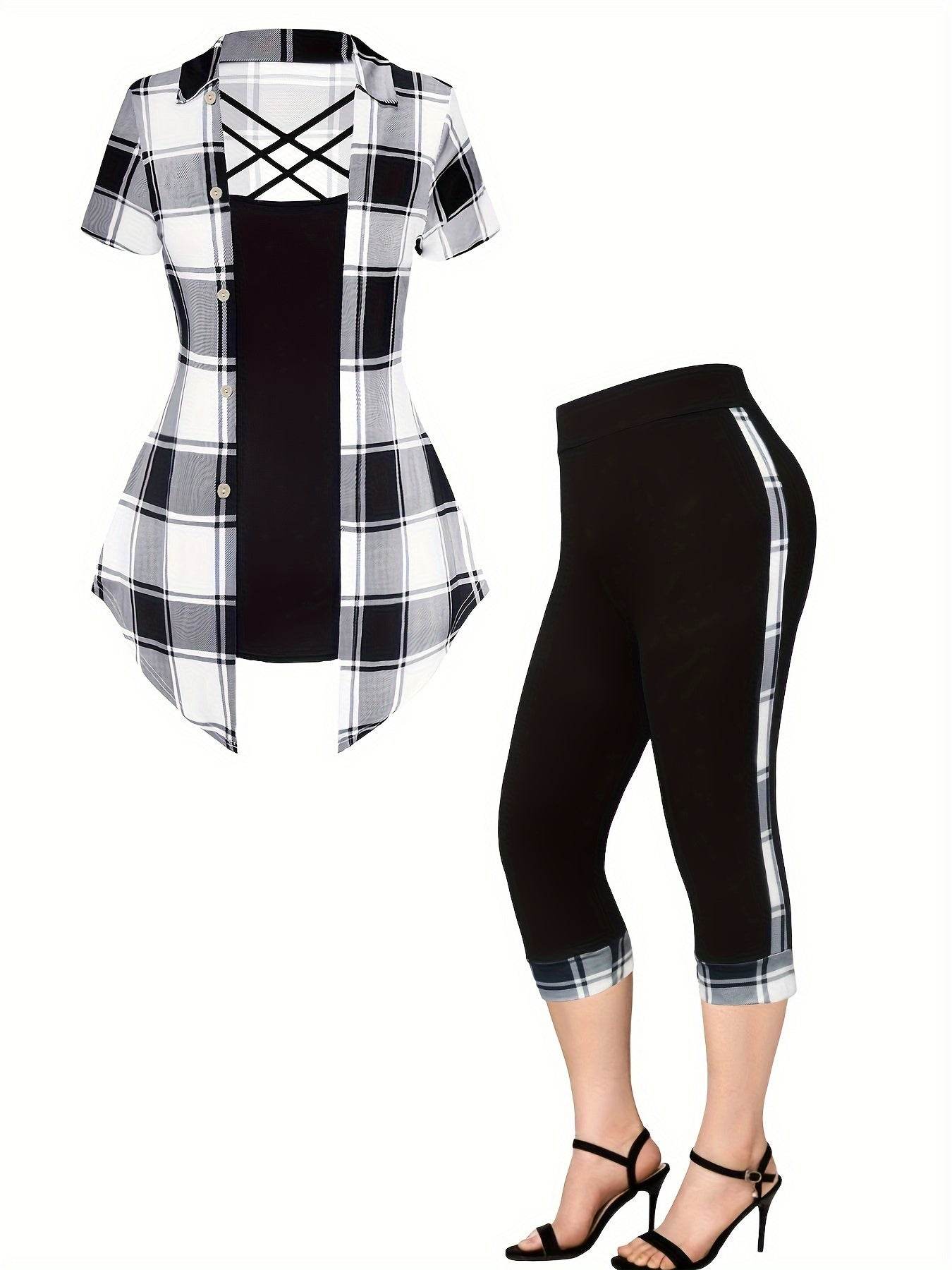 Large Size Women's Casual Three-Piece Set - Where2Save