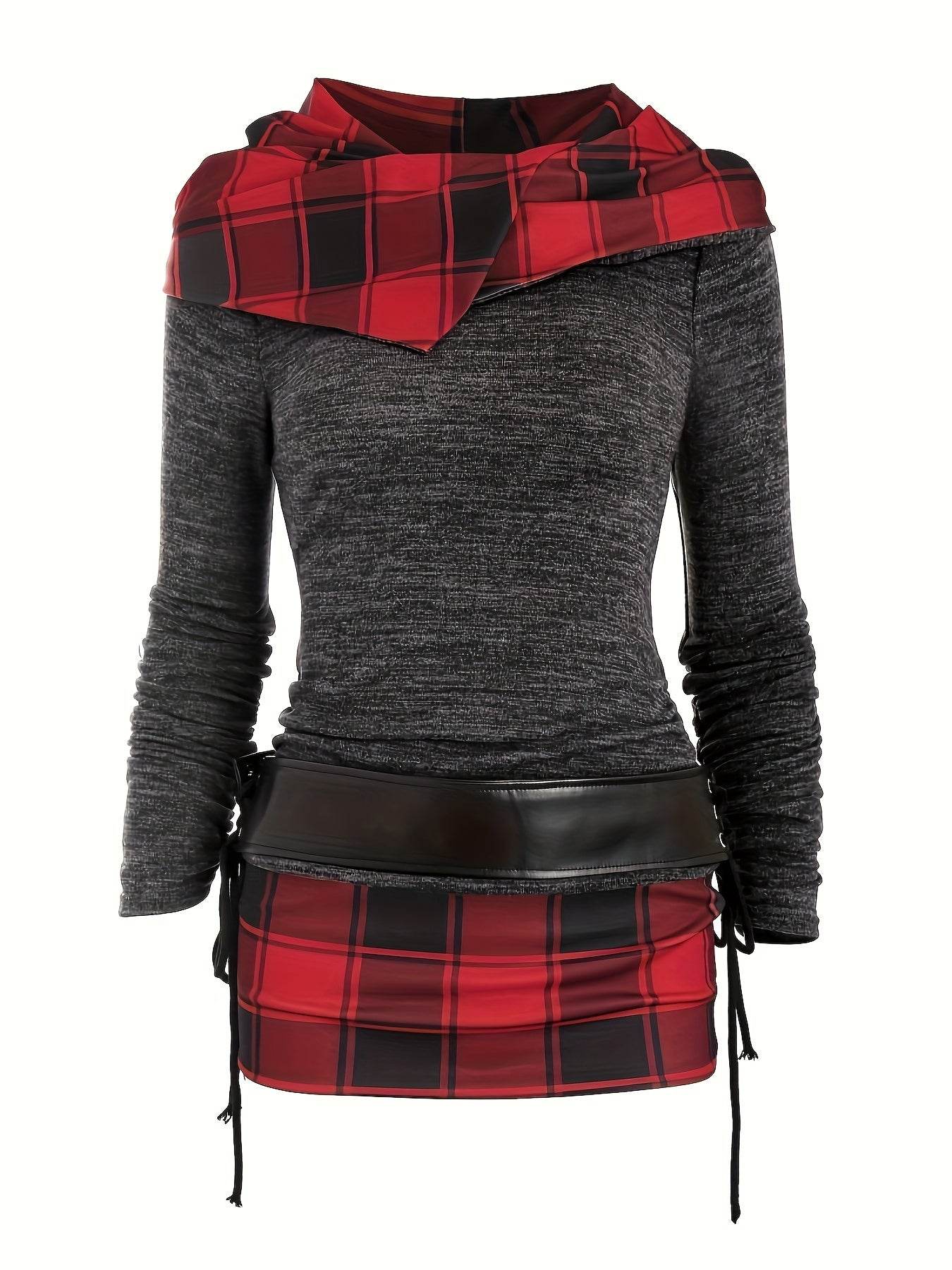 PlaidLace Hooded Top - Where2Save