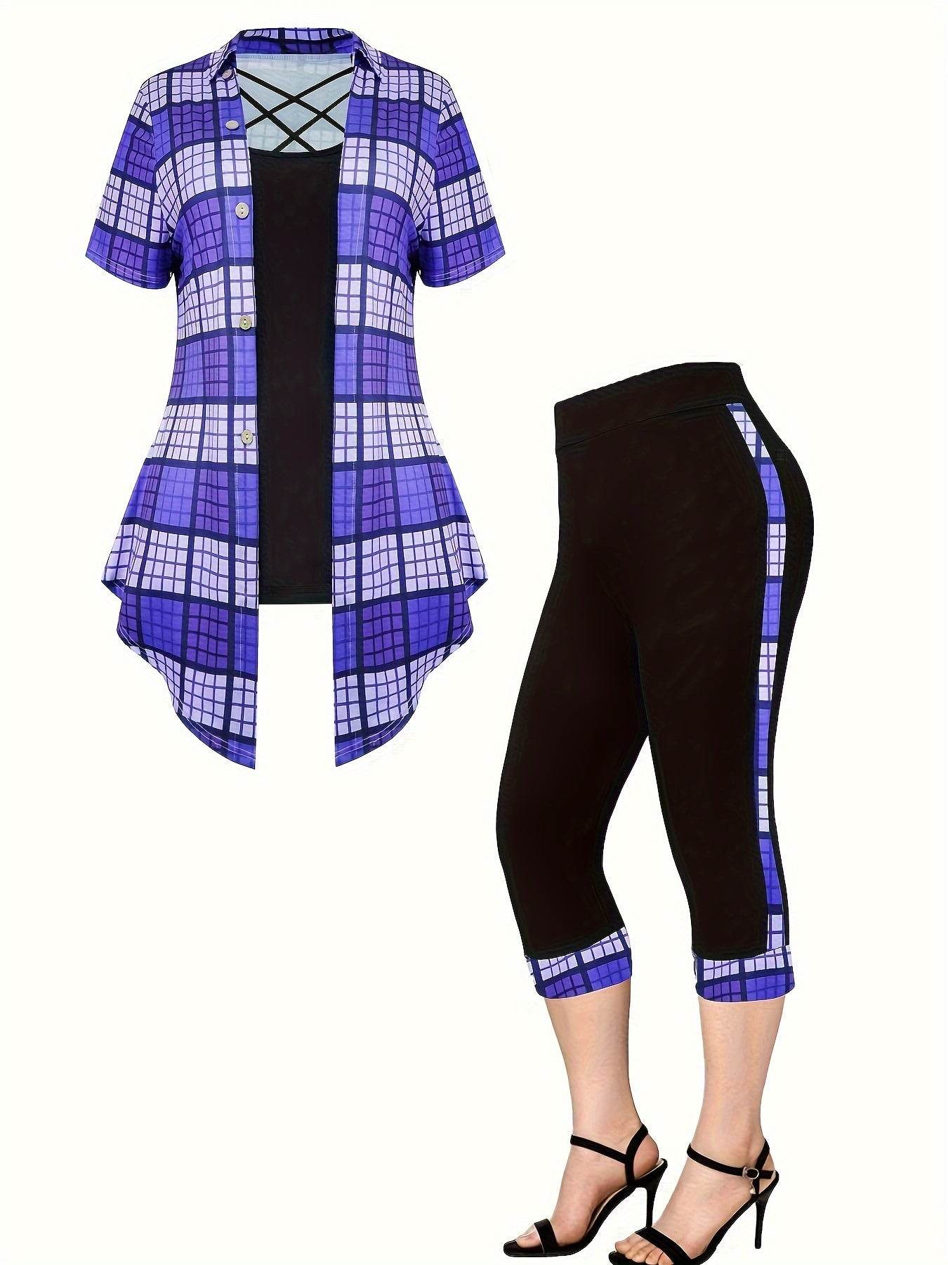 Large Size Women's Casual Three-Piece Set - Where2Save