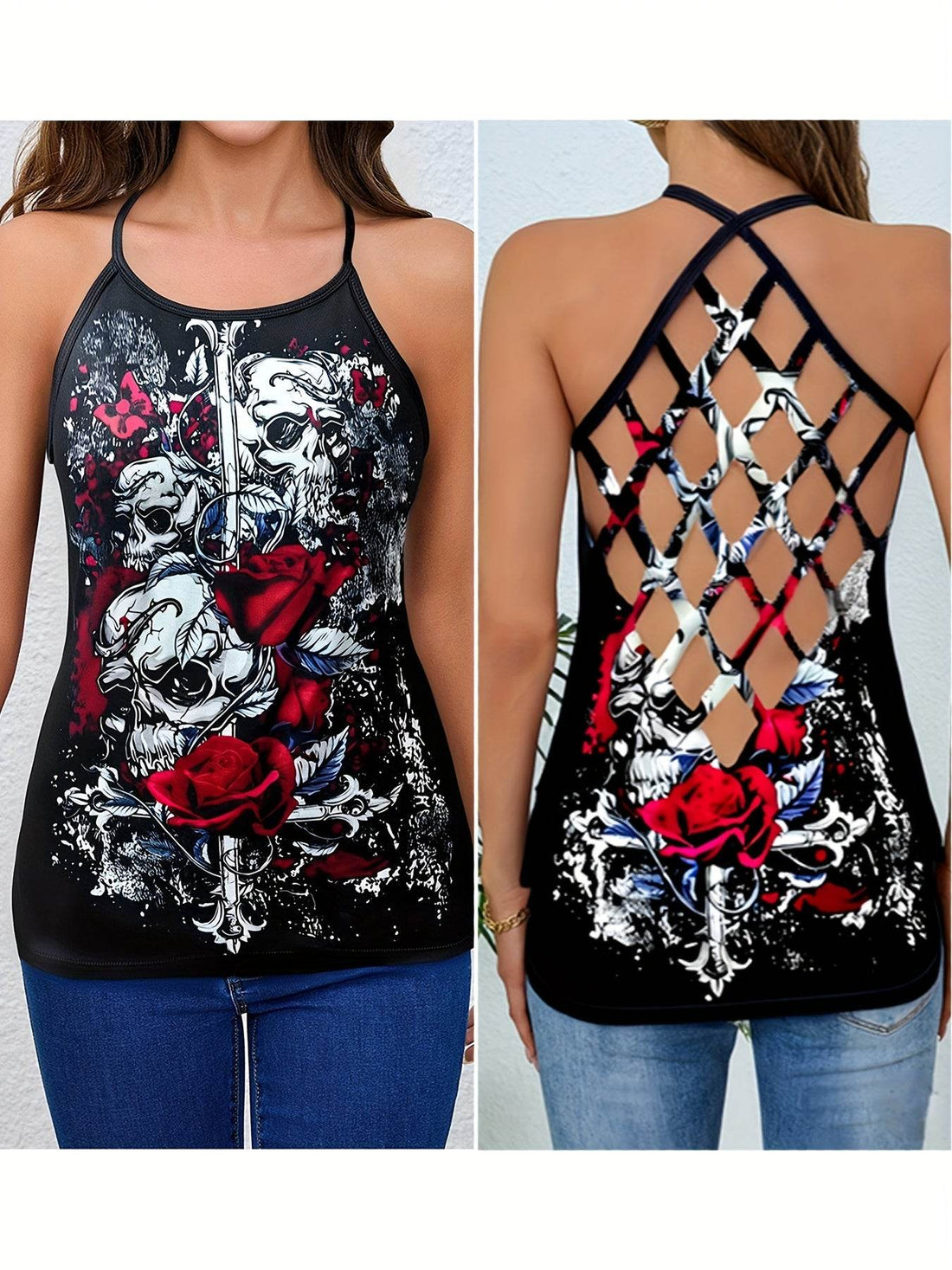 Gothic Skull Sleeveless Tee - Where2Save