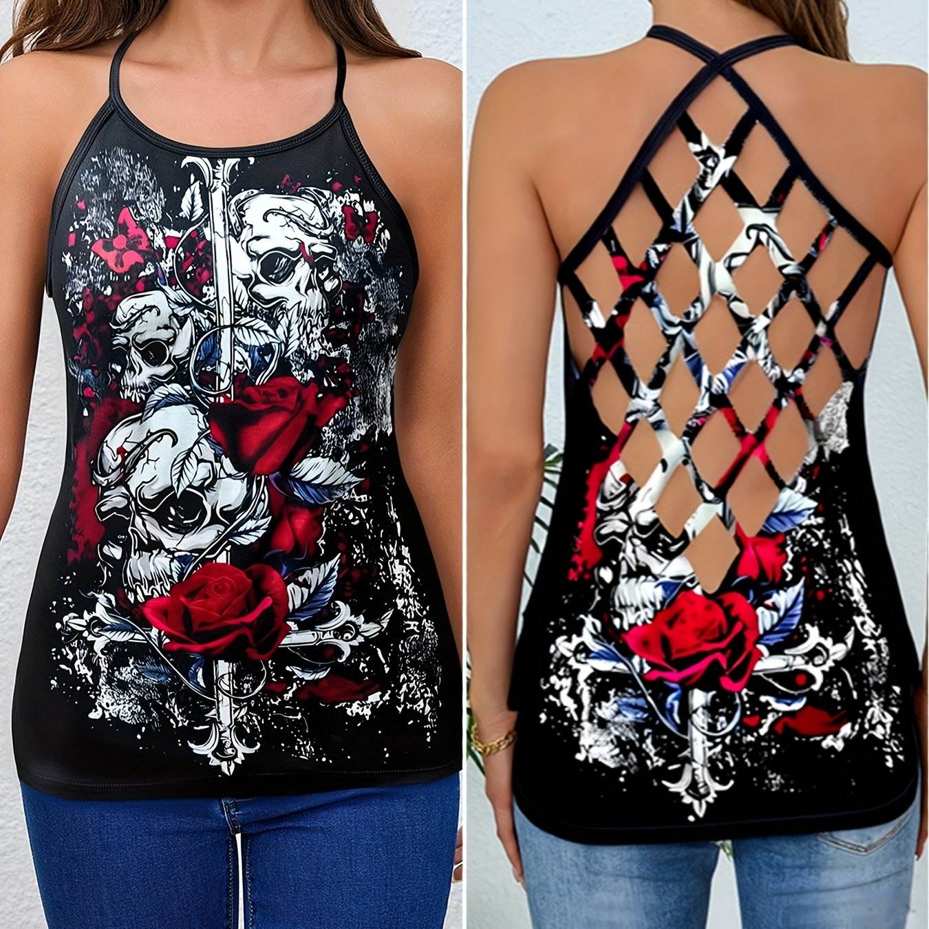 Gothic Skull Sleeveless Tee - Where2Save