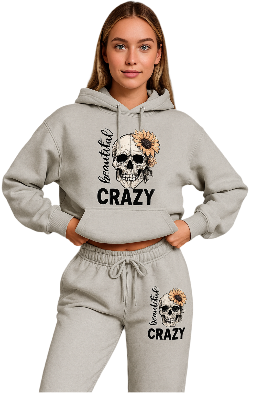 Skull Style Cozy Hoodie Set