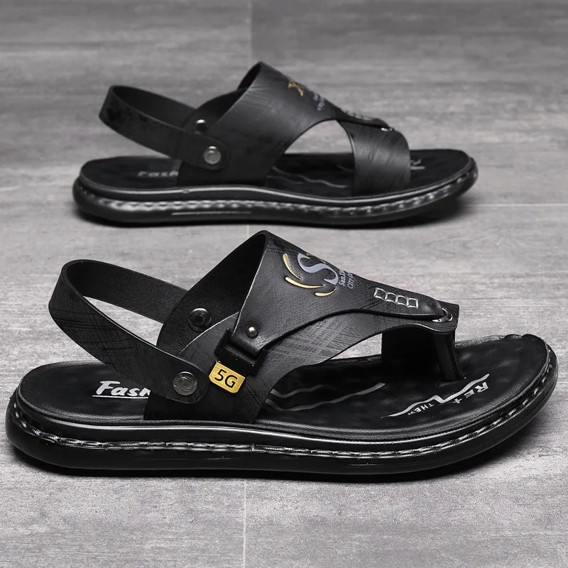 Men’s Leather-Look Comfort Thong Sandals