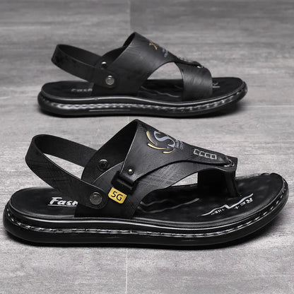 Men’s Leather-Look Comfort Thong Sandals