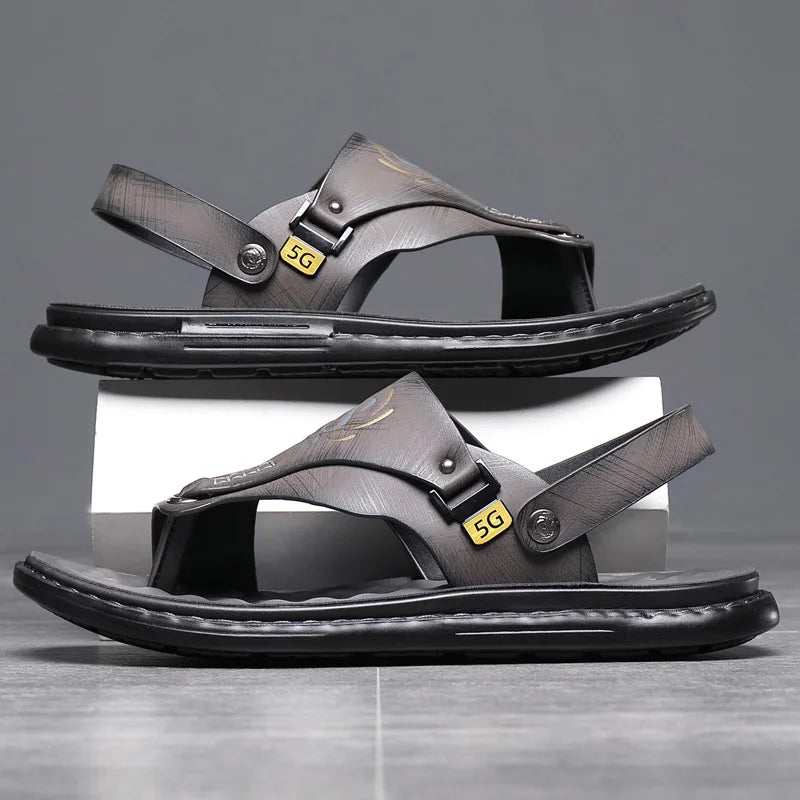 Men’s Leather-Look Comfort Thong Sandals