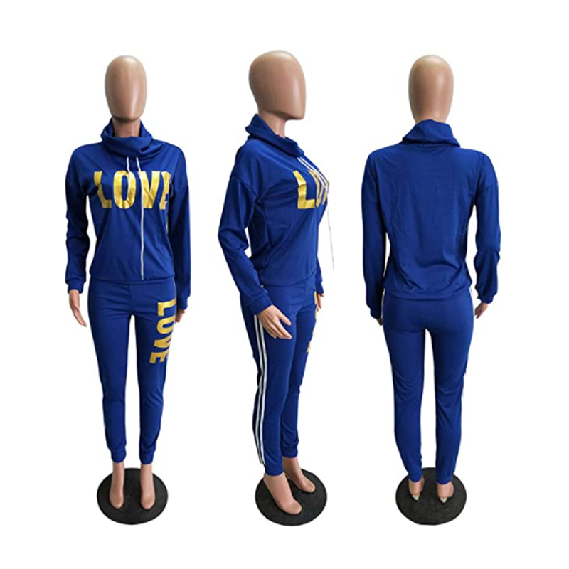 Hoodie Set Love Print Cozy Tracksuit