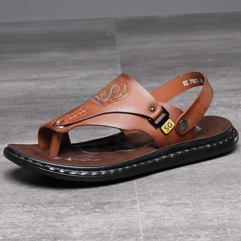 Men’s Leather-Look Comfort Thong Sandals