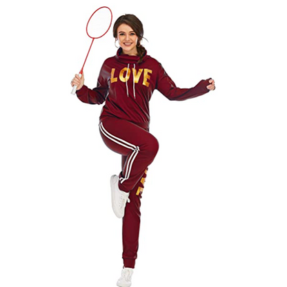 Hoodie Set Love Print Cozy Tracksuit