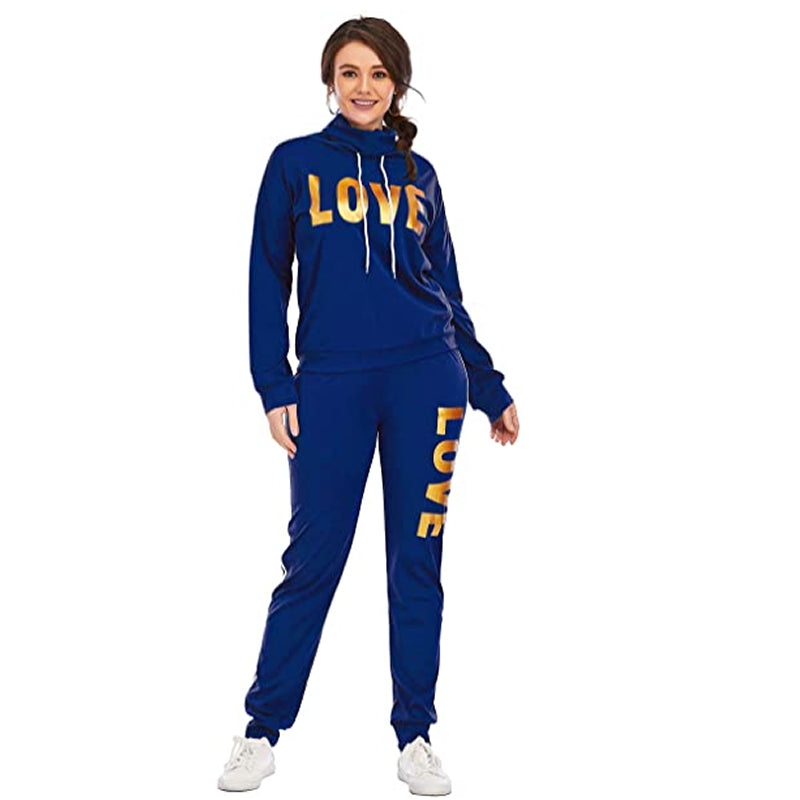 Hoodie Set Love Print Cozy Tracksuit