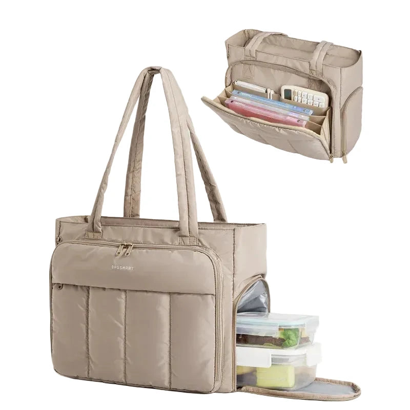 WorkNest™ Laptop &amp; Lunch Tote Bag – Quilted Office Organizer for Women