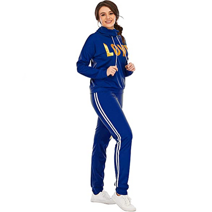 Hoodie Set Love Print Cozy Tracksuit