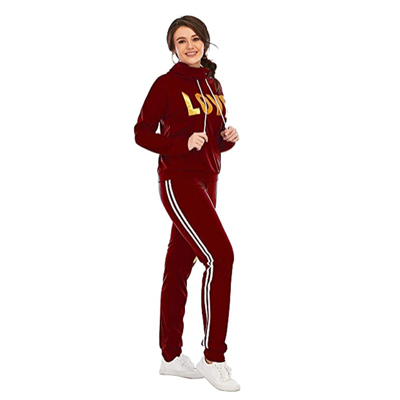 Hoodie Set Love Print Cozy Tracksuit