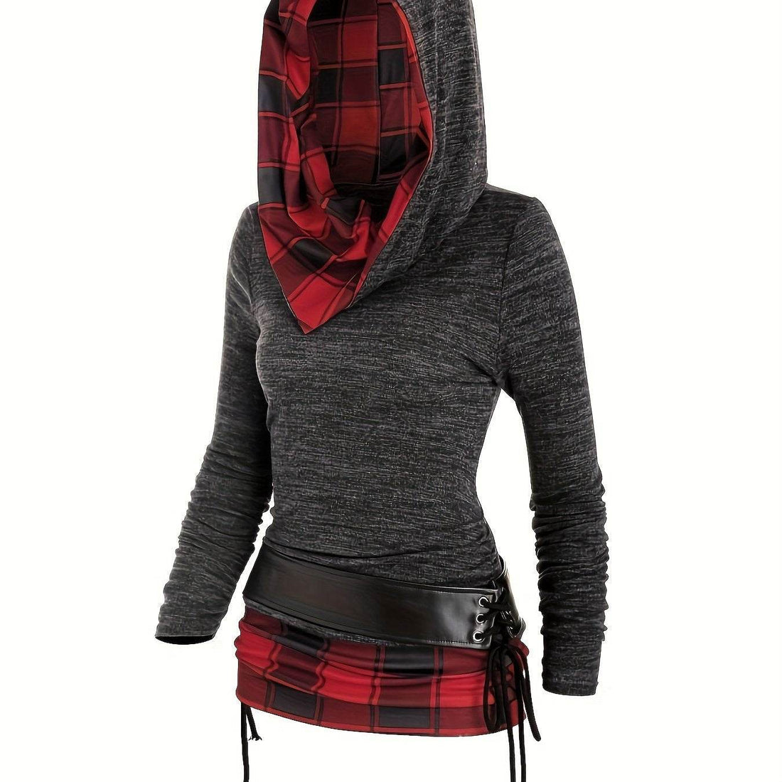 PlaidLace Hooded Top - Where2Save