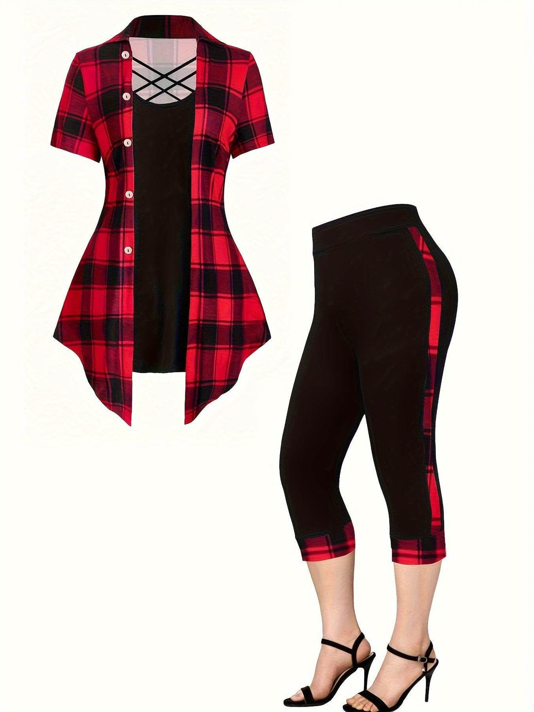 Large Size Women's Casual Three-Piece Set - Where2Save